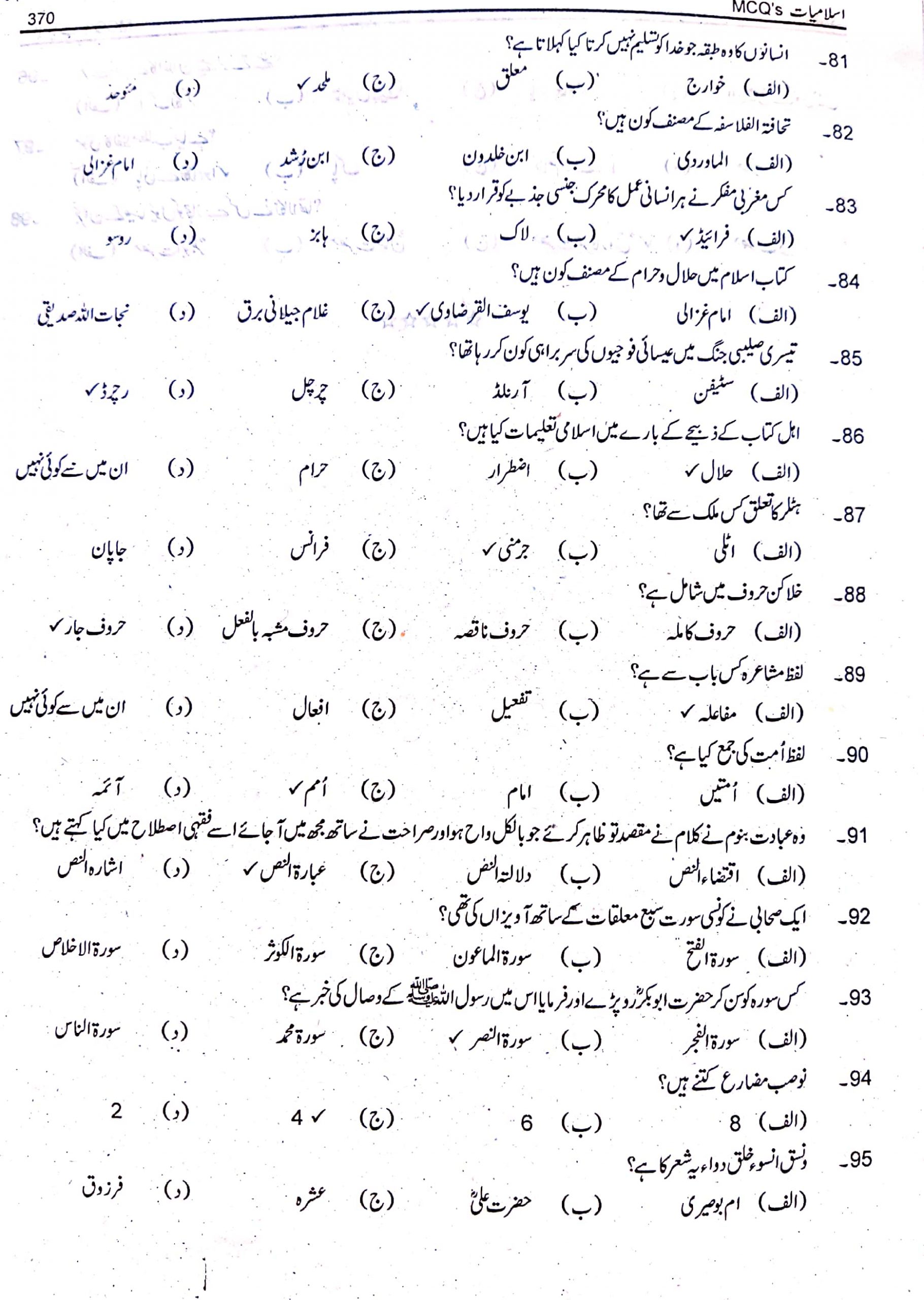 PPSC Past Paper Islamiat Lecturer 7